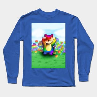 Cute rainbow lucky cat Long Sleeve T-Shirt